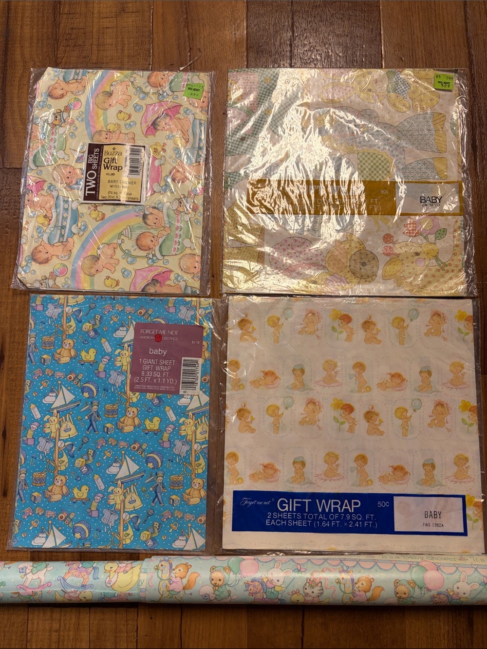 Vintage Baby-Themed Gift Wrap Assortment NWT